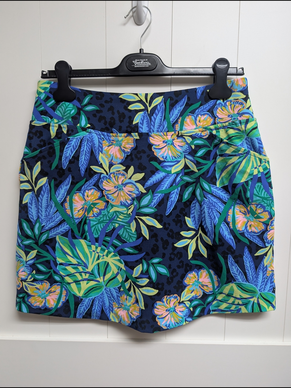 Lilly Pulitzer Navy Floral Luxletic Skirt with Blue, Green & Pink Accents